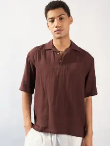 DENNISON Comfort Double Gauge Oversized Cotton Opaque Casual Shirt