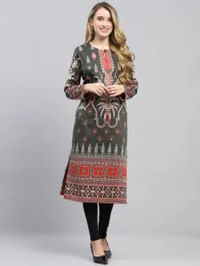 Monte Carlo Kalamkari Pathani Cold-Shoulder Sleeves Maternity Kurta