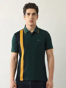 Arrow Sport Men Colourblocked Polo Collar Applique T-shirt