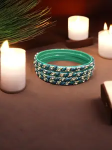 FEMMIBELLA Set Of 4 Stone Studded Glass Bangles