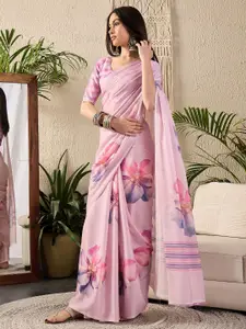 Saree mall Floral Poly Georgette Block Print Sarees