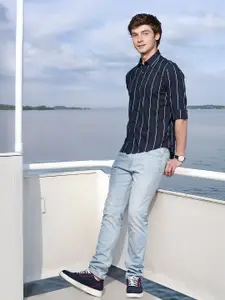 Nautica Pure Cotton Slim Fit Striped Casual Shirt