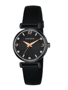 LOUIS DEVIN Women Brass Dial & Straps Analogue Watch LD-LR187-BLK