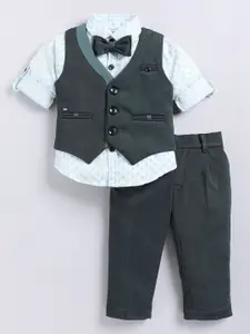 LITTLE COLLARS Boys Printed Shirt with Trousers