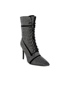 London Rag Women Rhinestones Embellished Calf Boots