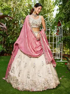 panchhi Embroidered Sequinned Semi-Stitched Lehenga & Unstitched Blouse With Dupatta