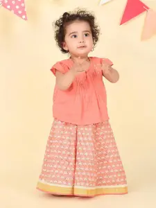 Fabindia Girls Printed Ready to Wear Lehenga &