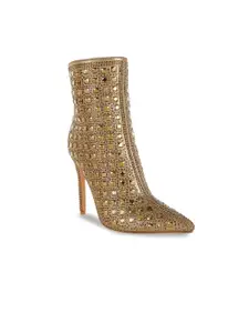 London Rag Women Pointed Toe Rhinestones Stiletto Boots