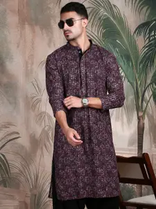 Sangria Chic Geometric Chikankari Kurta With Sequin