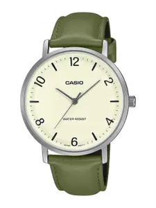 CASIO Men Dial & Leather Cuff Straps Analogue Watch A2409