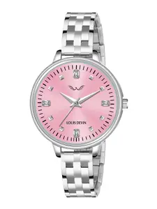 LOUIS DEVIN Women Brass Dial & Stainless Steel Straps Analogue Watch LD-L178-PNK-CH