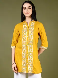 V-Mart Ethnic Motifs Printed Thread Work Pure Cotton Thread Work Kurti