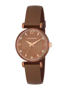 LOUIS DEVIN Women Brass Dial & Straps Analogue Watch LD-LR187-BRW