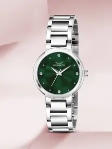 LOUIS DEVIN Women Brass Embellished Dial & Stainless Steel Bracelet Style Straps Analogue Watch