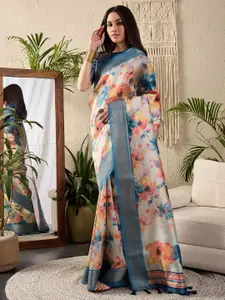 Saree mall Floral Silk Blend Sungudi Sarees