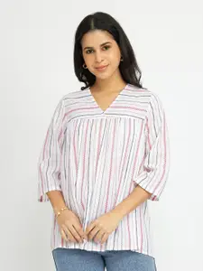 Pink Fort Striped Cotton Top
