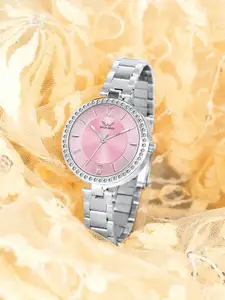 LOUIS DEVIN Women Brass Embellished Dial & Stainless Steel Bracelet Style Straps Analogue Watch