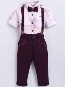 LITTLE COLLARS Boys Printed Shirt With Trousers