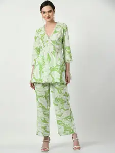 SEEDS OF FUSION V Neck Top With palazzos Co-Ords