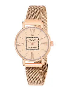 LOUIS DEVIN Women Brass Dial & Straps Analogue Watch LD-RG182-RG