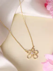 DressBerry Stone Studded Floral Shape Necklace