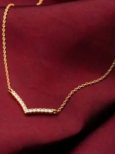 Soraya Luxe 925 Sterling Silver 18K Gold Plated Luna V Pendant Necklace With Chain