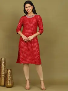 W Women Ethnic Motifs Printed Thread Work Kurta