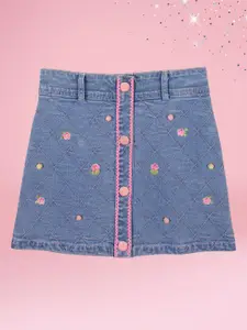 CUTECUMBER Embroidered A-Line Above Knee Length Skirt