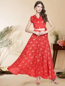 Sera Printed V Neck Top & Skirt Co-Ords