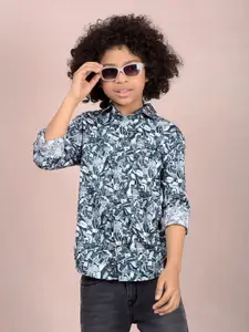 Crimsoune Club Boys Classic Slim Fit Floral Opaque Printed Casual Shirt