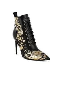 London Rag Women Abstract Pattern Lace-Up Ankle Boots