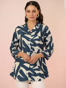 JISORA Print Pure Silk Shirt Style Top