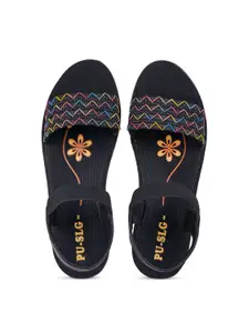 PENNEN Women Textured Open Toe Flats