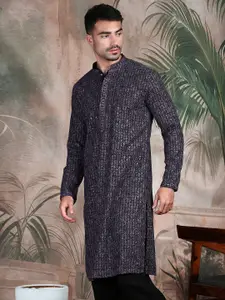 Sangria Chic Geometric Pattern Chikankari Kurta With Sequin