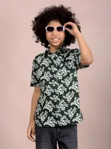 Crimsoune Club Boys Classic Slim Fit Floral Opaque Casual Shirt