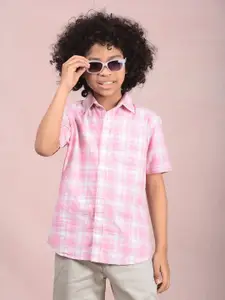 Crimsoune Club Boys Classic Slim Fit Tartan Checks Opaque Checked Casual Shirt