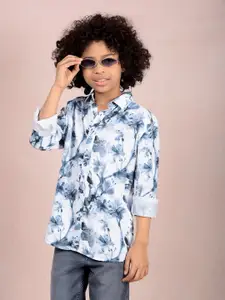 Crimsoune Club Boys Classic Slim Fit Floral Opaque Printed Casual Shirt
