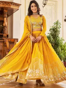 Kedar Fab Embroidered Thread Work Semi-Stitched Lehenga & Unstitched Blouse With Dupatta