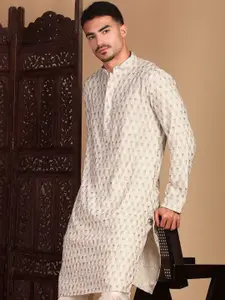 House of Pataudi Chic Abstract Chikankari Kurta With Sequin