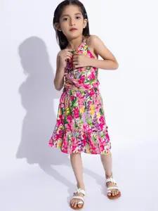 taffykids Girls Printed Top with Skirt