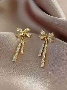 Celestique Cubic Zirconia Studded Contemporary Drop Earrings