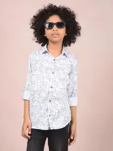 Crimsoune Club Boys Classic Slim Fit Floral Opaque Casual Shirt