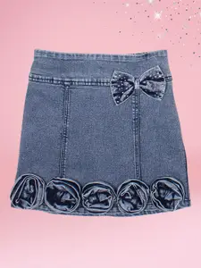 CUTECUMBER Girls Embellished Denim A-Line Above Knee Skirt