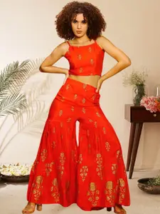 Sera Printed Strappy Crop Top With Sharara Co-Ords