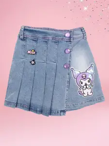 CUTECUMBER Pleated A-Line Denim Skirt