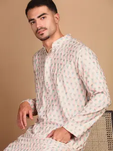 House of Pataudi Chic Abstract Chikankari Kurta With Sequin