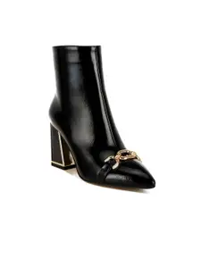 London Rag Women Metallic Chain Detail Boots