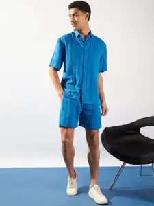 DENNISON Pure Cotton Cotton Oversized Shirt With Short Co-Ords