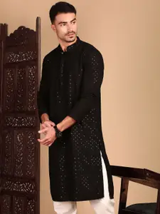 House of Pataudi Shimmering Sequin Exquisite Chikankari Kurta With Sequin