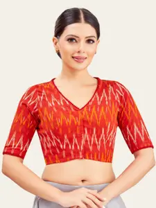Studio Shringaar Printed Non Padded V Neck Saree Blouse